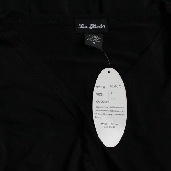 NWT La Moda Black jersey faux wrap dress size 1XL - Picture 9 of 9